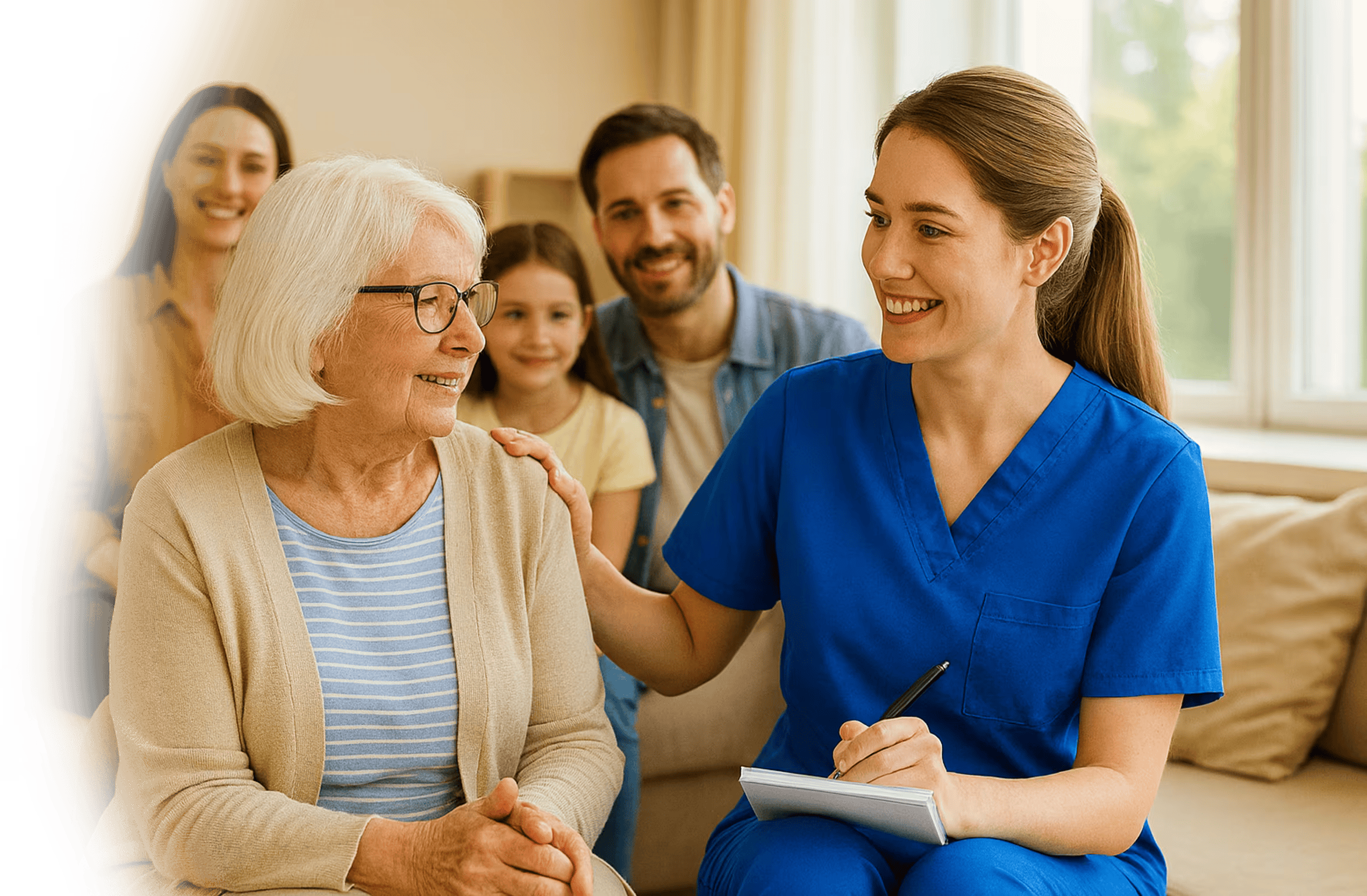 Believe Home Care caregiver assisting a senior with Parkinson's during daily in-home care in Bucks County, PA